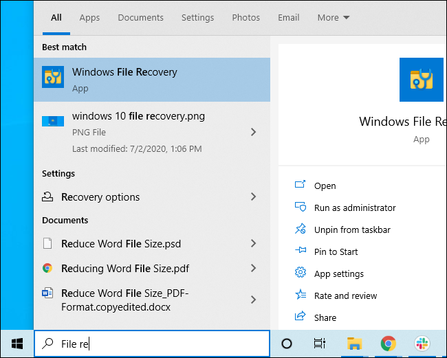 Cài đặt Windows File Recovery